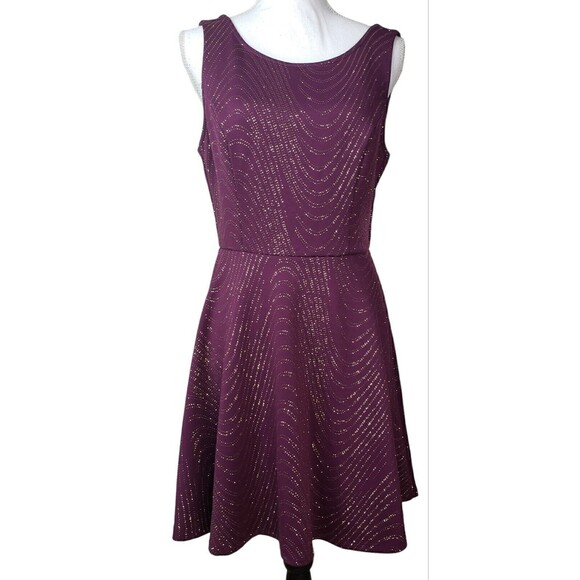 Bailey Blue Plum Gold Sparkle Party Evening Dress Size Large NWT - Picture 1 of 5